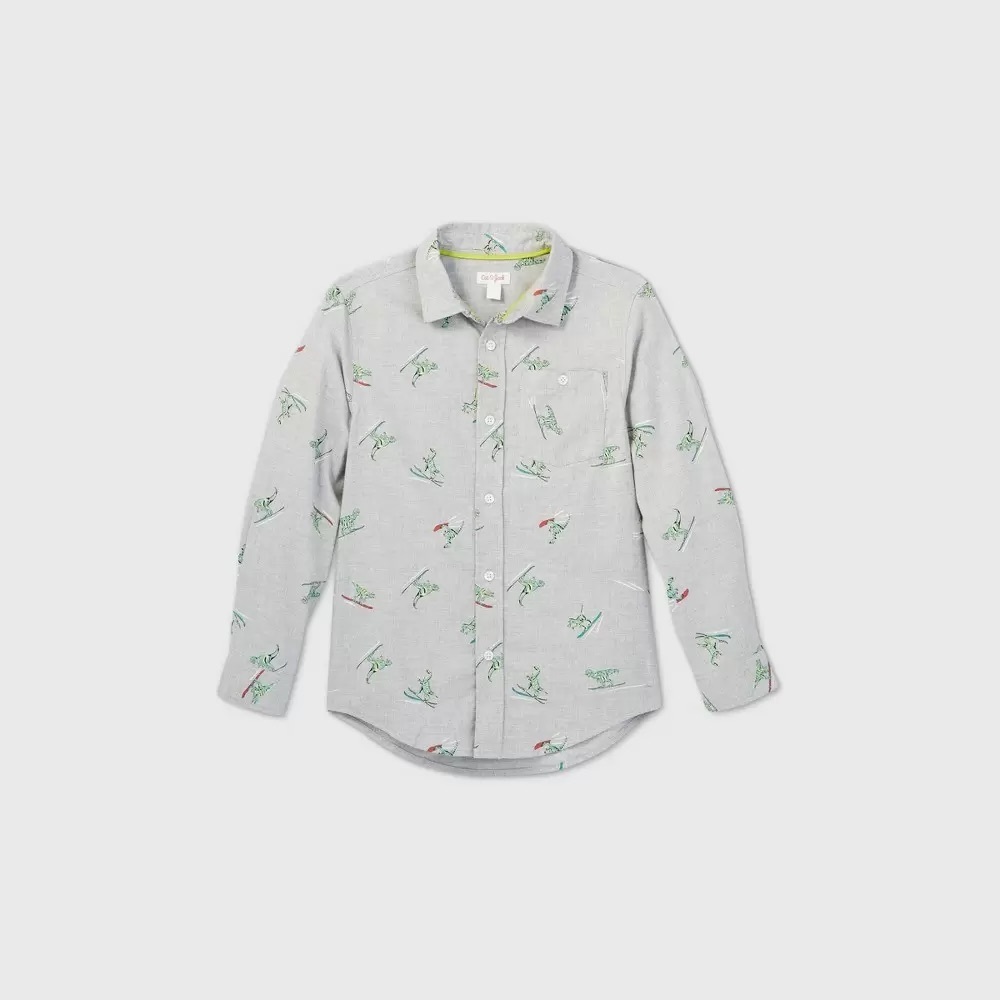 Boy’s Dino Long Sleeve Button-Down Shirt- Cat & Jack